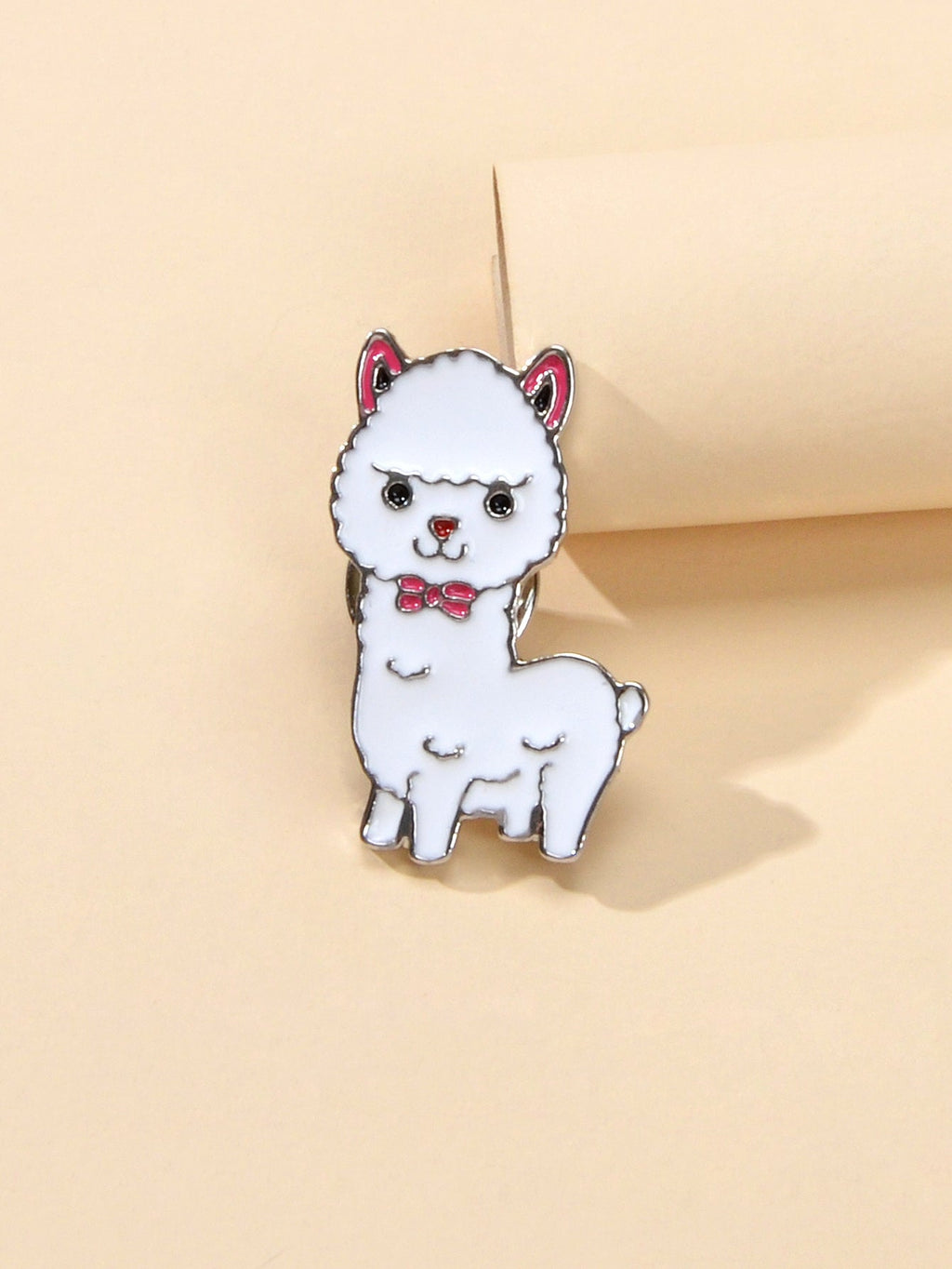 Kawaii Animal Alpaca Sheep White Enamel Brooches Casual Clothes Lapel Pins Badge-1