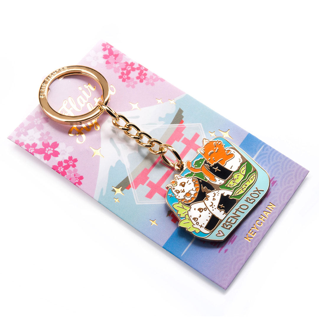 Bento Box Cats Enamel Keychain-1