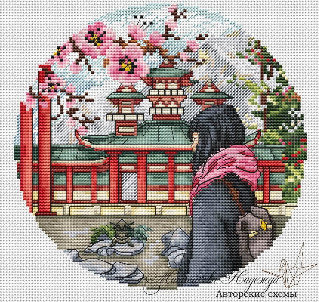 Garden of Stones. Japan - PDF Cross Stitch Pattern-1